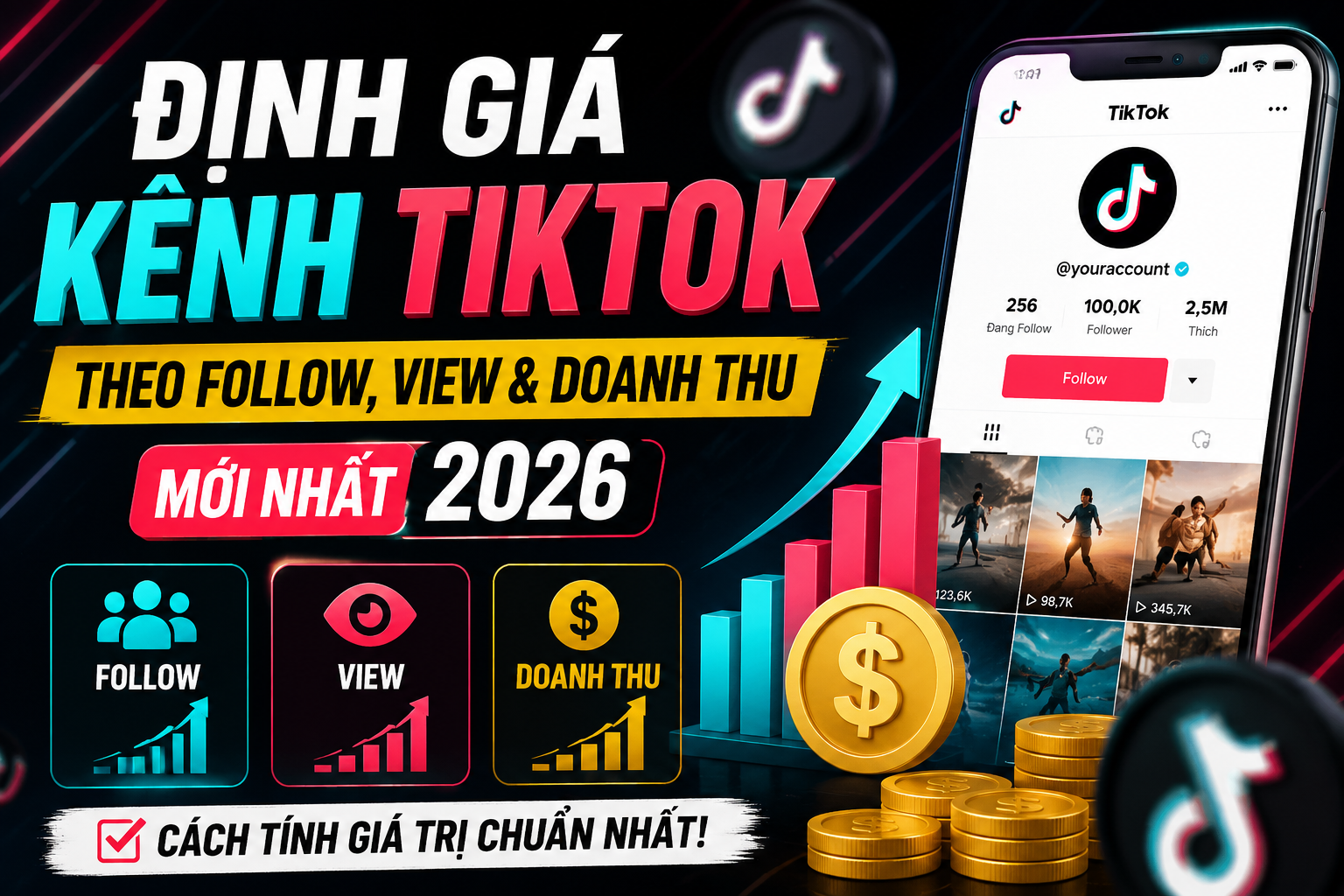 Định Giá Kênh TikTok Theo Follow, View Và Doanh Thu Mới Nhất 2026