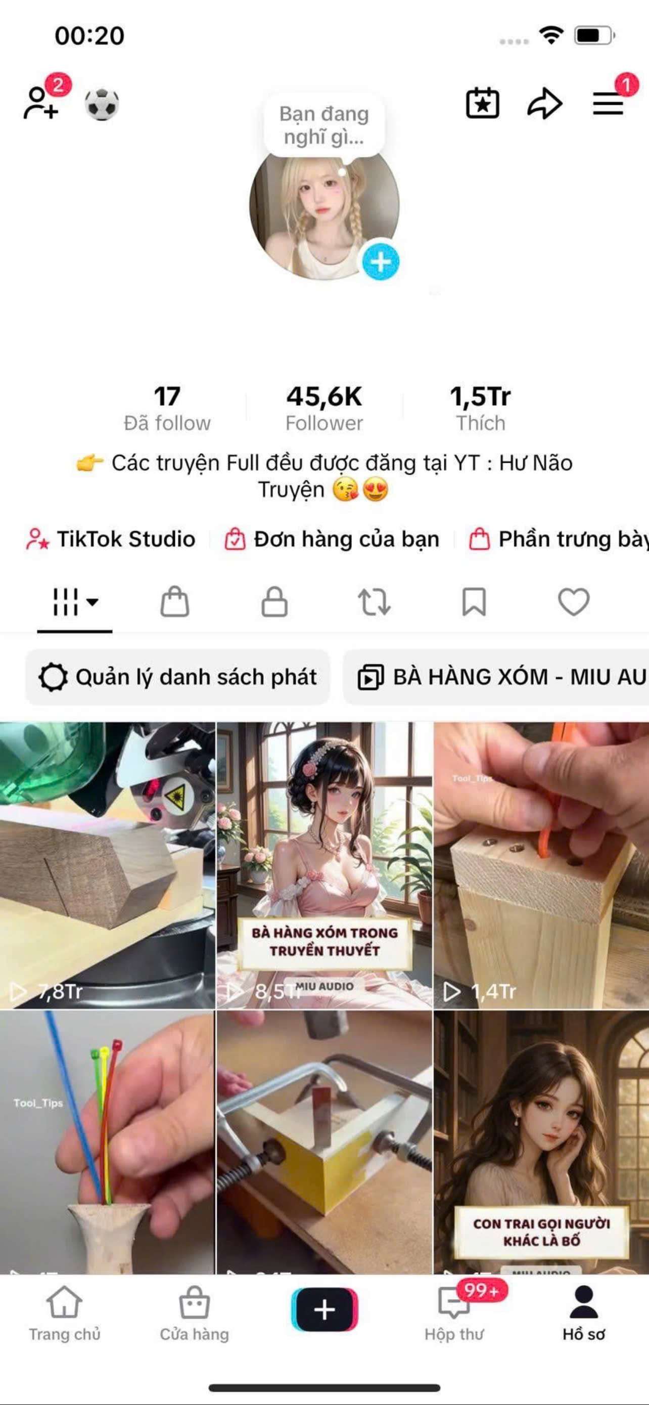 Mua Kênh TikTok 45.6K Follow, 1.5 Triệu Like Chủ Đề Truyện AI